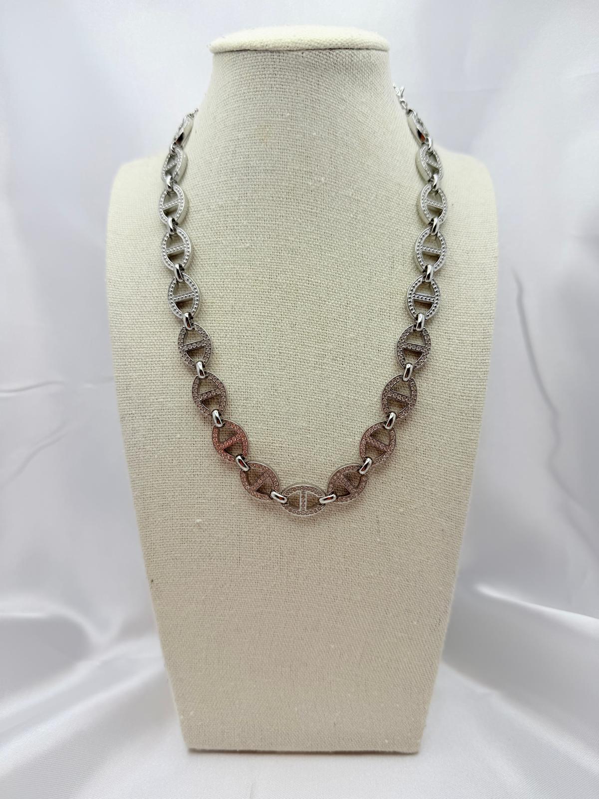 Collana Marinara Strass Argento